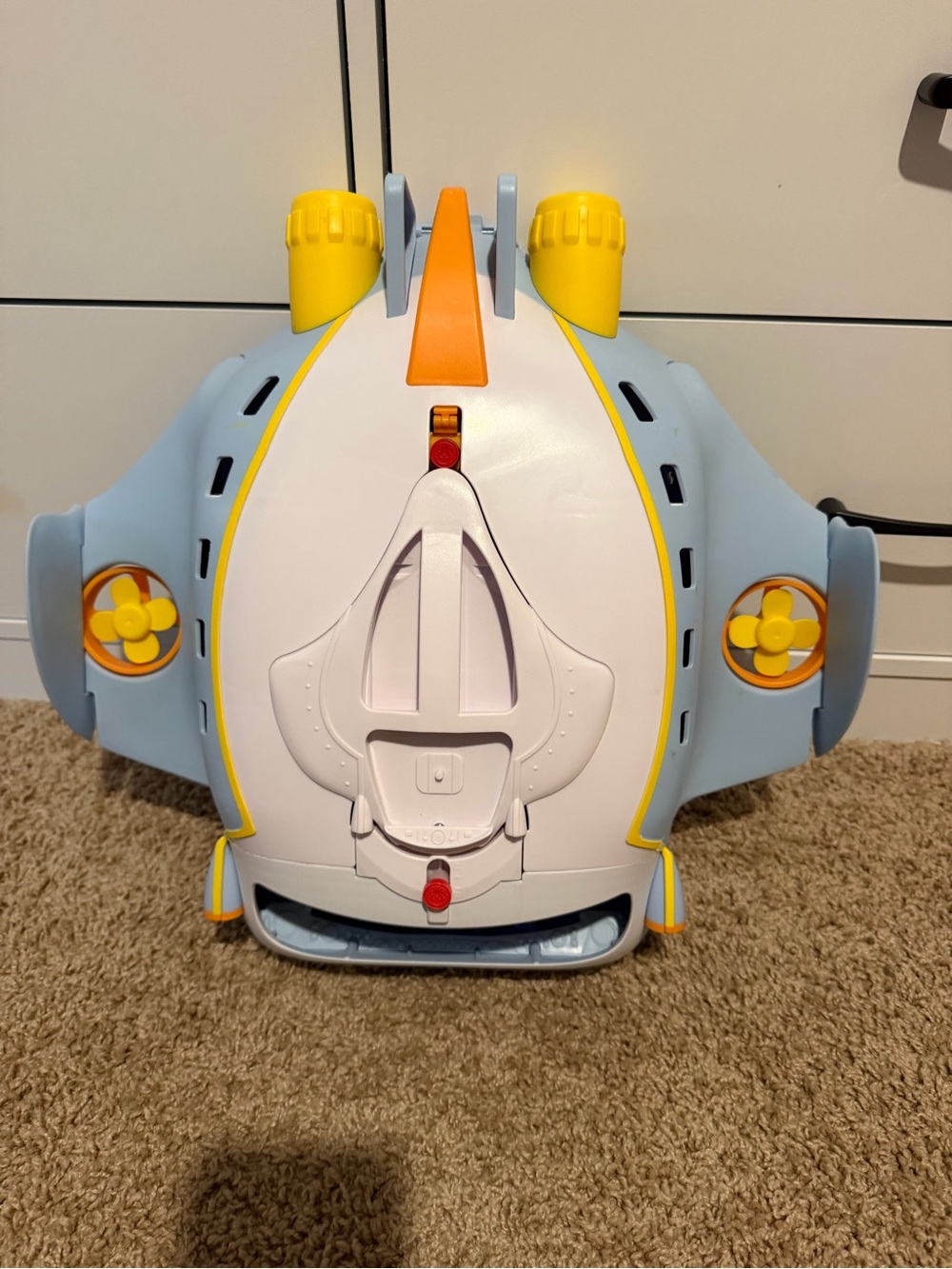 Children's Light Blue, White & Yellow Submarine Play Vehicle - Interactive Toy